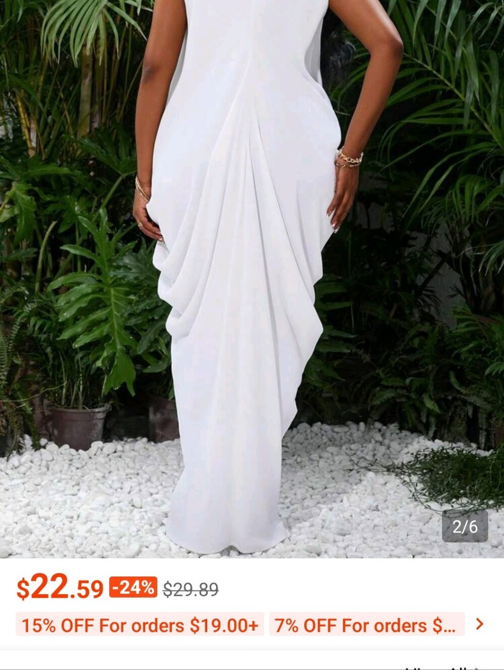 SHEIN White Draped Sleeveless Dress with V-Neck